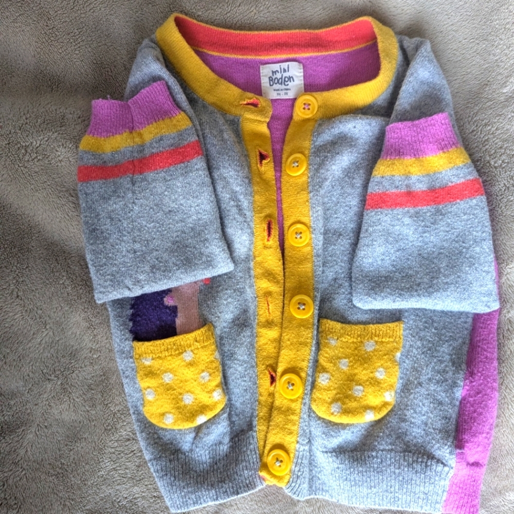 Mini Boden Kids Gray and purple Cardigan
